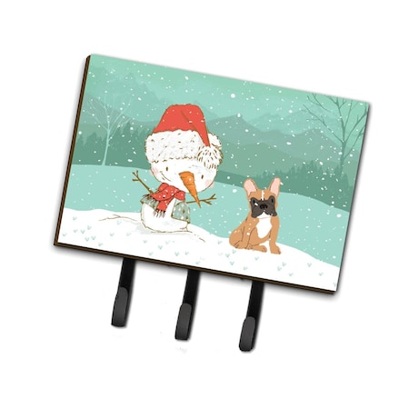 Carolines Treasures Fawn French Bulldog Snowman Christmas Leash or Key Holder CK2086TH68